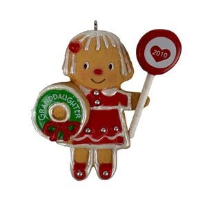 Granddaughter Gingerbread Hallmark Ornament 2010 Red Sucker